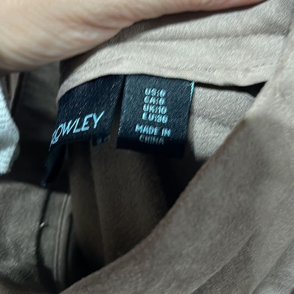 Cynthia Rowley Tan Faux Suede A- Line Midi Skirt Size 6 BoHo Chic - Picture 9 of 14